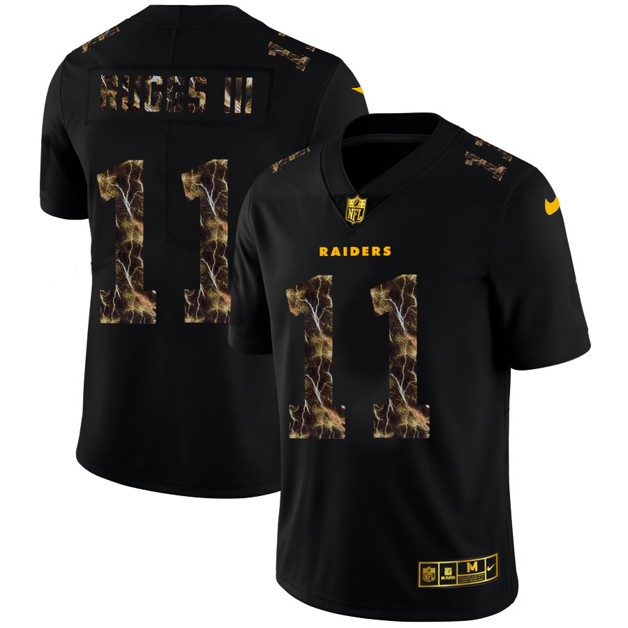 2020 Las Vegas Raiders #11 Henry Ruggs III Men Black Nike Flocked Lightning Vapor Limited NFL Jersey